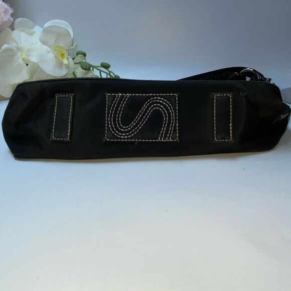 The Sak Black Crochet Shoulder Bag Leather Trim Medium - Picture 8 of 8